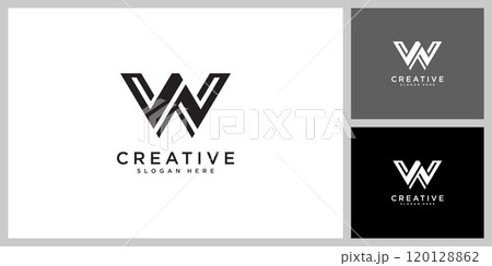 Modern Letter W Logo Design Template with Black and White Color. Modern Letter W Logo Design Template with Black and White Color. 120128862