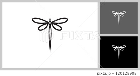dragonfly logo vector design line style 120128908