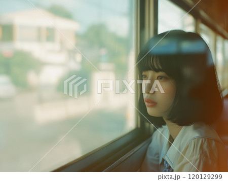 アジア人女子高生のエモーショナルなポートレート アジア人女子高生のエモーショナルなポートレート 120129299