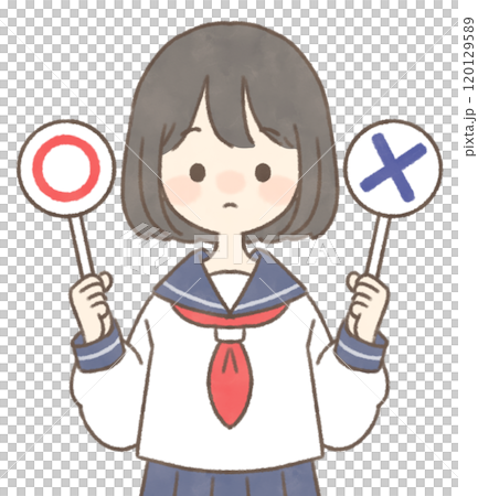 有〇和×標籤的女學生 120129589