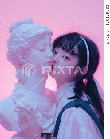 アートと現実のキス、幻想的なアジア人女性 120129682