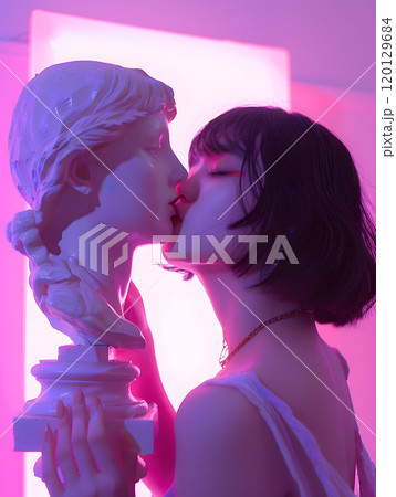 アートと現実のキス、幻想的なアジア人女性 120129684