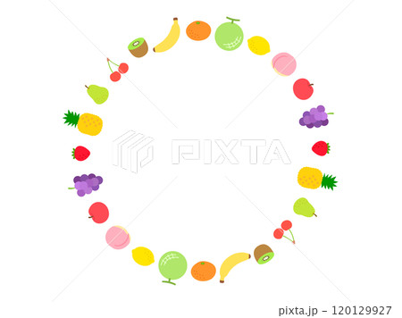 果物_フラットデザインの円形フレーム 果物_フラットデザインの円形フレーム 120129927