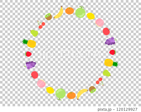 果物_フラットデザインの円形フレーム 果物_フラットデザインの円形フレーム 120129927