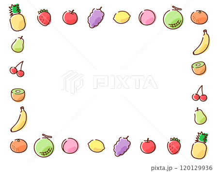 果物の四角いフレーム_手描き 120129936