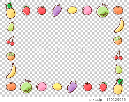 Fruit square frame_hand-drawn 120129936