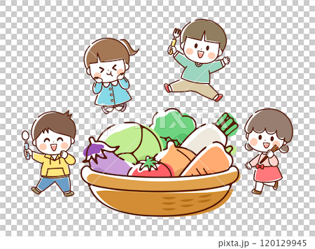蔬菜與兒童插畫_手繪 蔬菜與兒童插畫_手繪 120129945