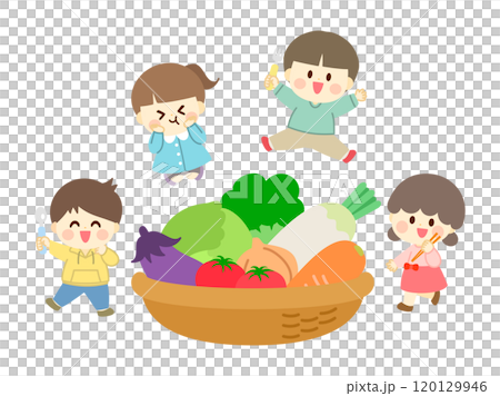 野菜と子供のイラスト_フラットデザイン 野菜と子供のイラスト_フラットデザイン 120129946