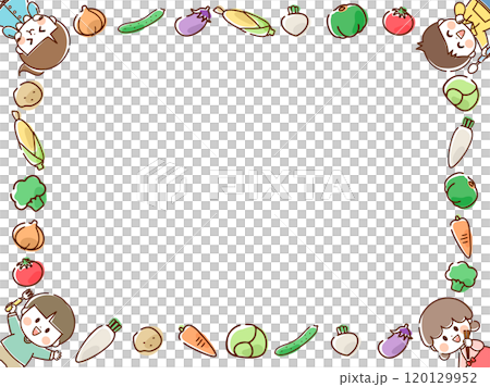 蔬菜與兒童方框2_手繪 120129952