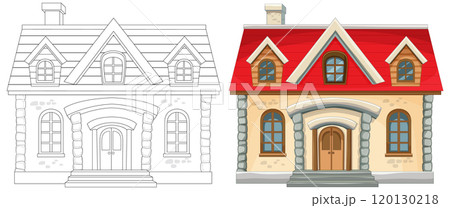Charming Cottage House Illustration Charming Cottage House Illustration 120130218