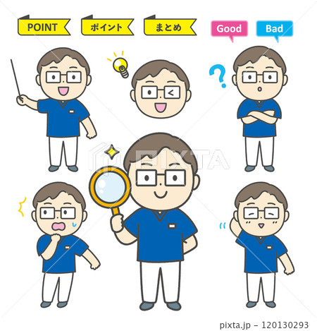 歯科医師　キャラクターイラスト　アイコン 120130293