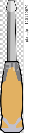 Flathead Screwdriver with a yellow handle, work, labor, construction, husband for an hour, flat design, simple image, cartoon style.  120130676