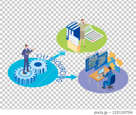 アウトソーシングのイメージイラスト アウトソーシングのイメージイラスト 120130704