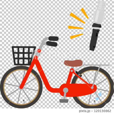 バルブから空気漏れしている自転車と劣化した虫ゴム 120130862