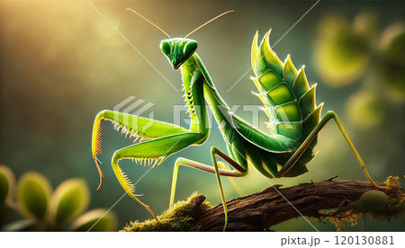 獲物を狙うカマキリ 獲物を狙うカマキリ 120130881