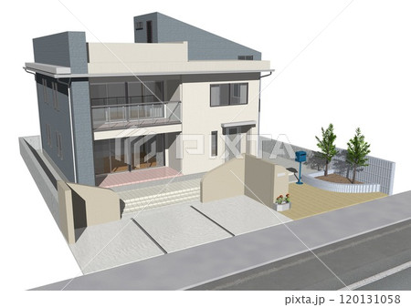 家　ハウス　戸建て　住宅　住まい　新築　モデルハウス(3DCGイメージ)道路だけあり 120131058