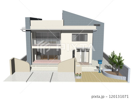 家　ハウス　戸建て　住宅　住まい　新築　モデルハウス(3DCGイメージ)白バック 120131071