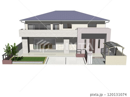 家　ハウス　戸建て　住宅　住まい　新築　モデルハウス(3DCGイメージ)白バック 120131074