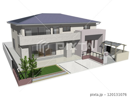 家 ハウス 戸建て 住宅 住まい 新築 モデルハウス(3DCGイメージ)白バック 家 ハウス 戸建て 住宅 住まい 新築 モデルハウス(3DCGイメージ)白バック 120131076
