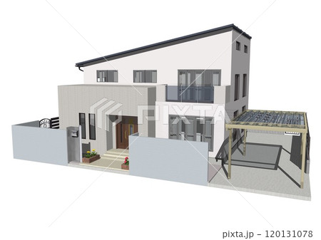 家 ハウス 戸建て 住宅 住まい 新築 モデルハウス(3DCGイメージ)白バック 家 ハウス 戸建て 住宅 住まい 新築 モデルハウス(3DCGイメージ)白バック 120131078
