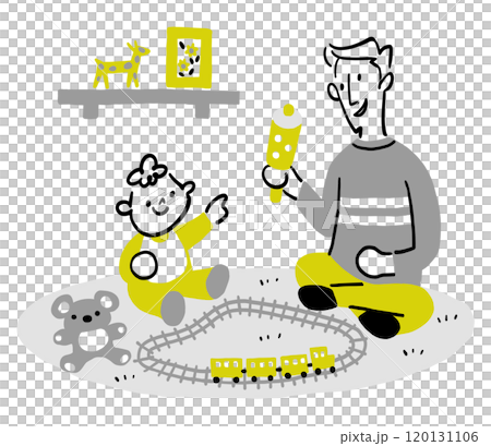 爸爸在客廳和嬰兒玩耍,Ikumen,火車玩具,育嬰假 爸爸在客廳和嬰兒玩耍,Ikumen,火車玩具,育嬰假 120131106