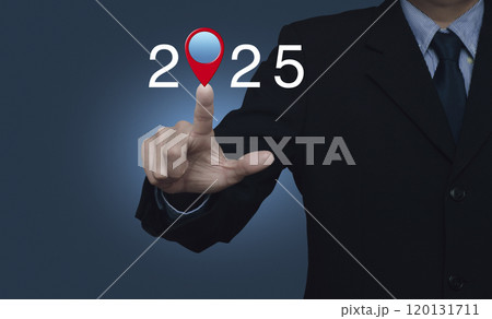 Happy new year 2025 map pointer navigation concept Happy new year 2025 map pointer navigation concept 120131711