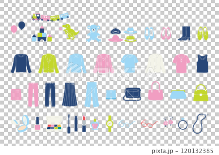 ファッション　小物　セット　フラットデザイン 120132385
