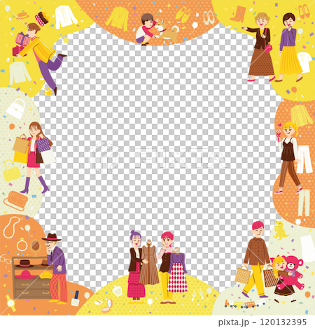 People shopping flat design square autumn 120132395