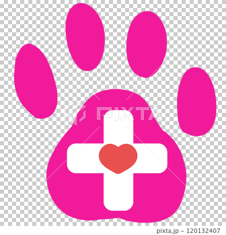 Vivid pink paw with cross and heart Vivid pink paw with cross and heart 120132407