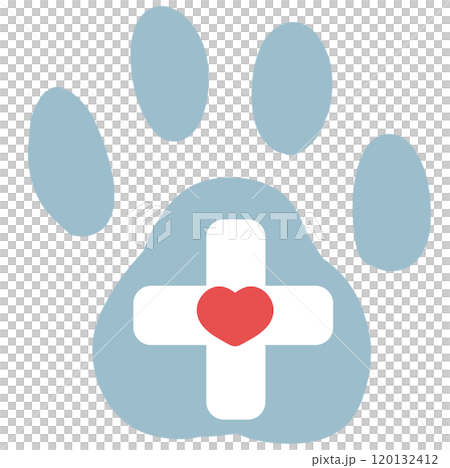 Blue paw with cross and heart Blue paw with cross and heart 120132412
