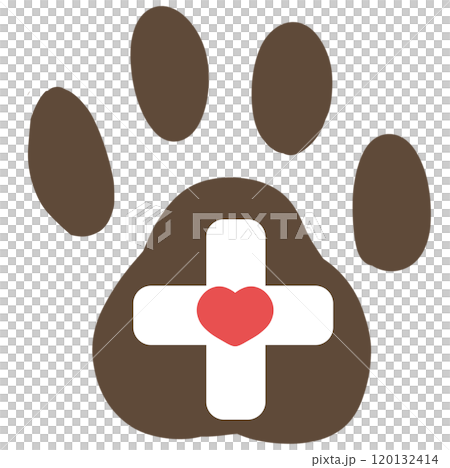 Brown paw with cross and heart Brown paw with cross and heart 120132414