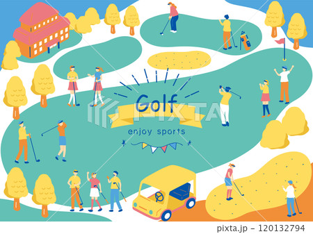 ゴルフを楽しむ人達 ゴルフを楽しむ人達 120132794