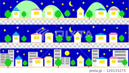 Cityscape illustration set_night Cityscape illustration set_night 120133273