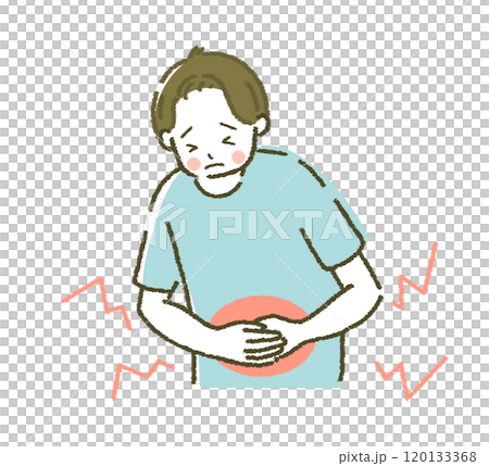 一個患有胃痛疾病的男人插畫素材 120133368