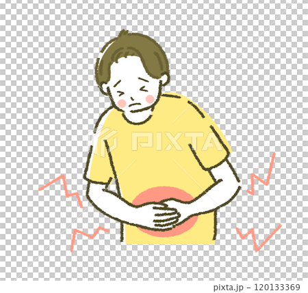 一個患有胃痛疾病的男人插畫素材 120133369