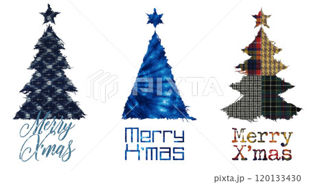 ほつれファブリックで描いた、クリスマスツリーのアイコン 120133430