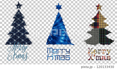 ほつれファブリックで描いた、クリスマスツリーのアイコン 120133430