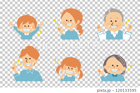 刷牙口臭護理三口之家可愛插畫 120133595