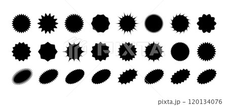 Starburst price. Black Sale and discount stickers. Promotion tags collection. Isolated Vector illustration on white background 120134076