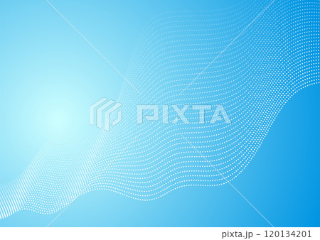 Bright blue minimal dotted wavy lines abstract background 120134201