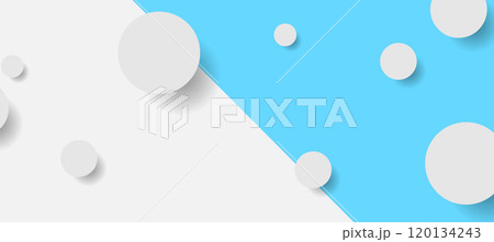 Contrast white and blue minimal background with paper circles 120134243
