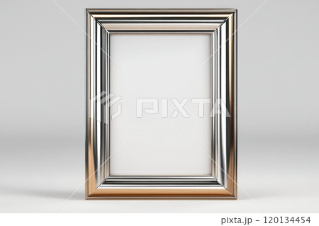 Single metallic frame with silver and gold tones over a neutral background. 120134454