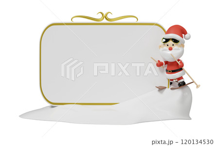 3d billboards with Santa Claus sunglasses skiing isolated. merry christmas, festive new year concept, 3d render illustration 3d billboards with Santa Claus sunglasses skiing isolated. merry christmas, festive new year concept, 3d render illustration 120134530