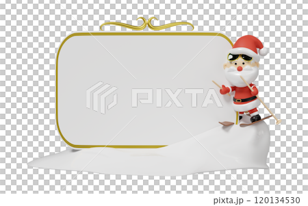 3d billboards with Santa Claus sunglasses skiing isolated. merry christmas, festive new year concept, 3d render illustration 3d billboards with Santa Claus sunglasses skiing isolated. merry christmas, festive new year concept, 3d render illustration 120134530