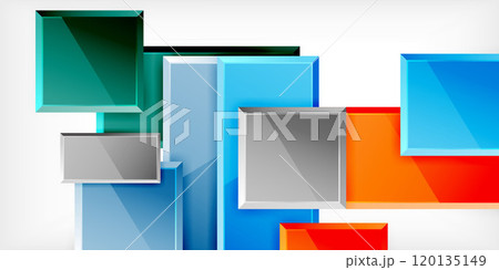 Glass toy style square shapes abstract design. Vector Illustration For Wallpaper, Banner, Background, Card, Book Illustration, landing page 120135149