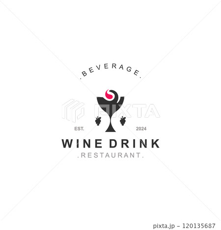 Wine drink Vintage logo label with glass or beer premium, bars, clubs, cafes, companies template Wine drink Vintage logo label with glass or beer premium, bars, clubs, cafes, companies template 120135687