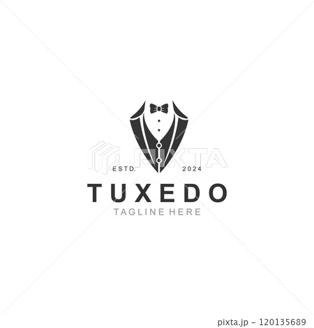 Tuxedo Suit Gentleman logo Fashion Tailor Clothes Vintage Classic design template Tuxedo Suit Gentleman logo Fashion Tailor Clothes Vintage Classic design template 120135689