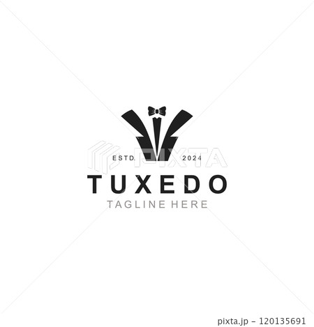 Tuxedo Suit Gentleman logo Fashion Tailor Clothes Vintage Classic design  template 120135691