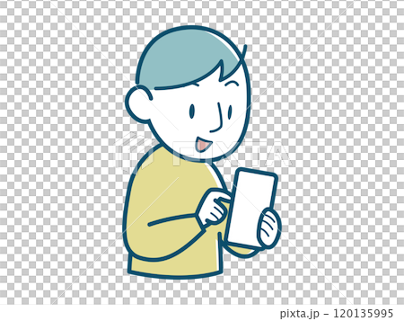スマホを操作する男の子のイラスト 120135995