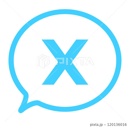 シンプルな水色のXアイコンと吹き出し 120136016